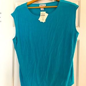 Coldwater Creek sleeveless top. 1X. Bright teal.